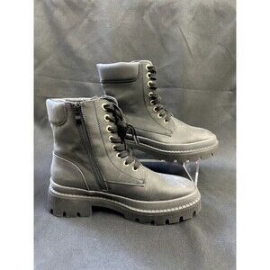 EETTARO Women's Fashion Chunky Lace Up Heel Ankle Boots with Zipper Size 9